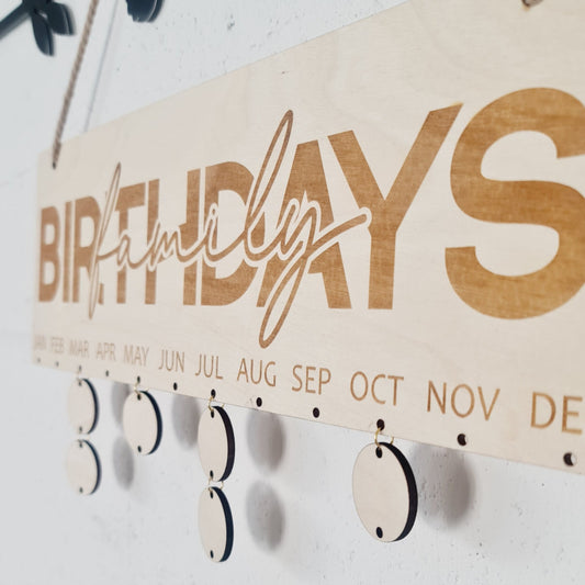 Laser Engraved Family Birthday Calender with discs