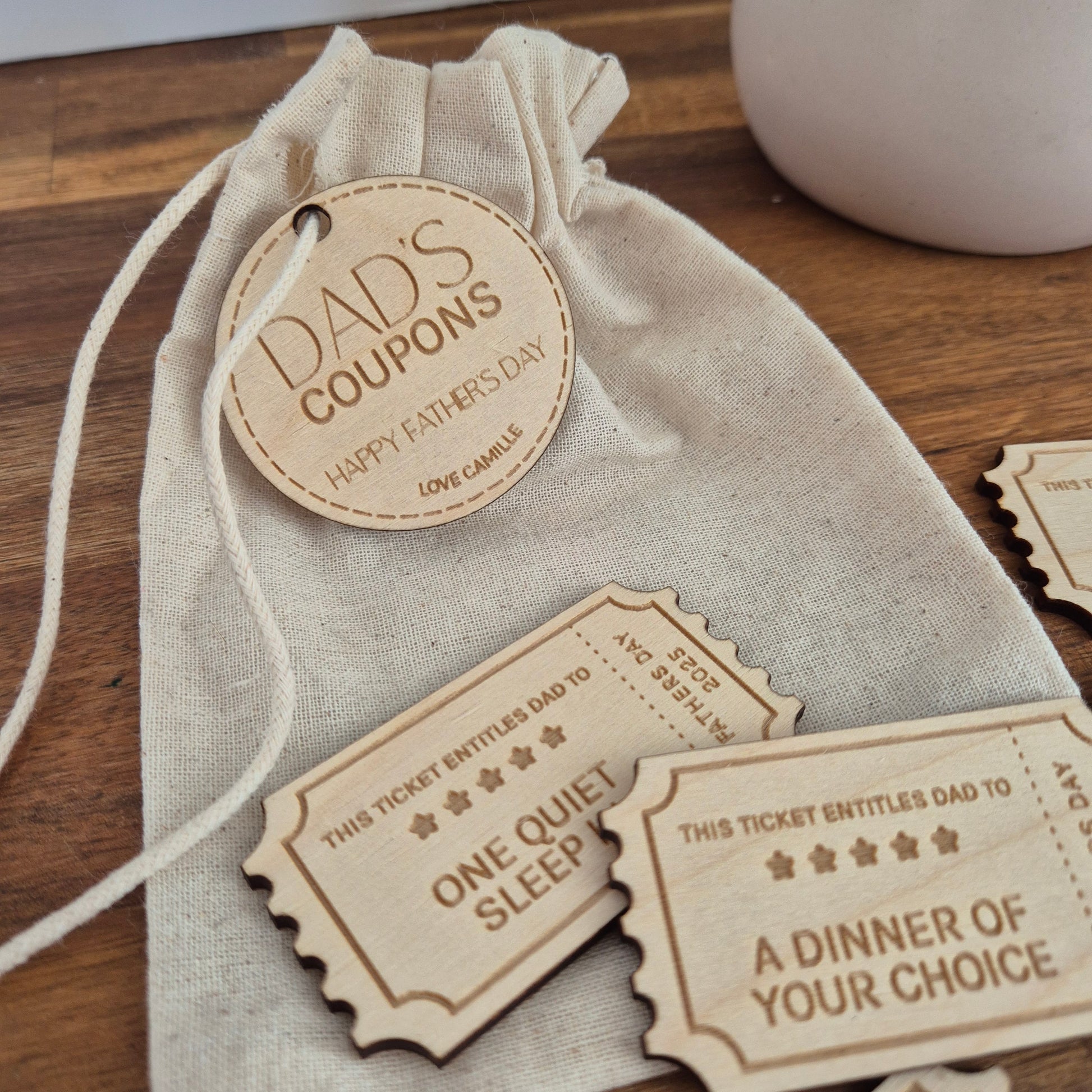 Wooden Fathers Day Coupons