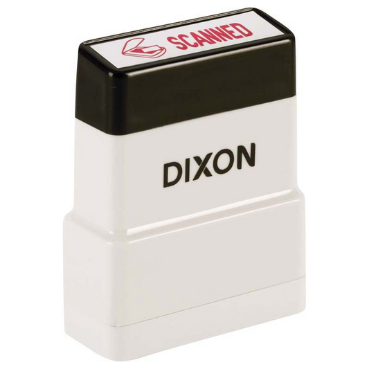 Dixon Scanned Stamp in Red Ink with small scanned icon to the left