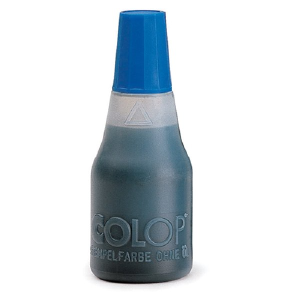 Blue and gray bottle with 'Colop' branding on a white background