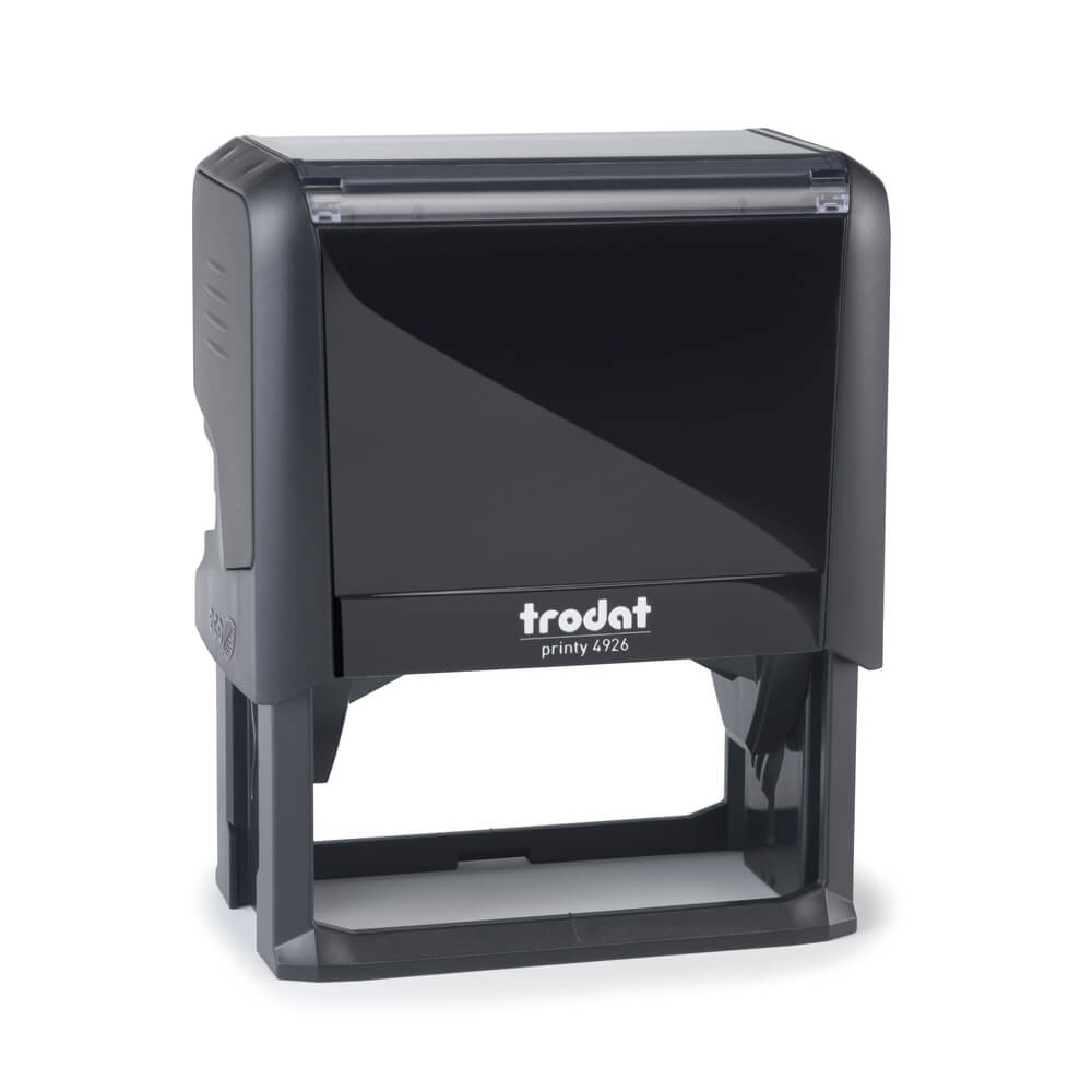 Black Trodat stamp on a white background