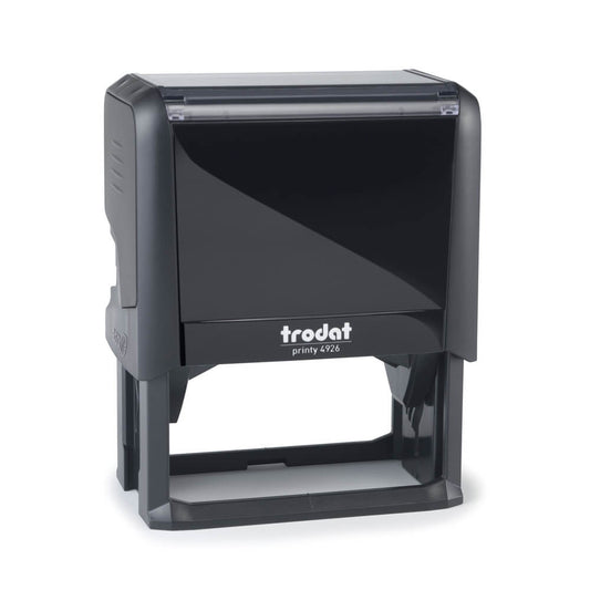 Black Trodat stamp on a white background