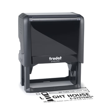 Trodat 4926 Self Inking Stamp showing logo and address details