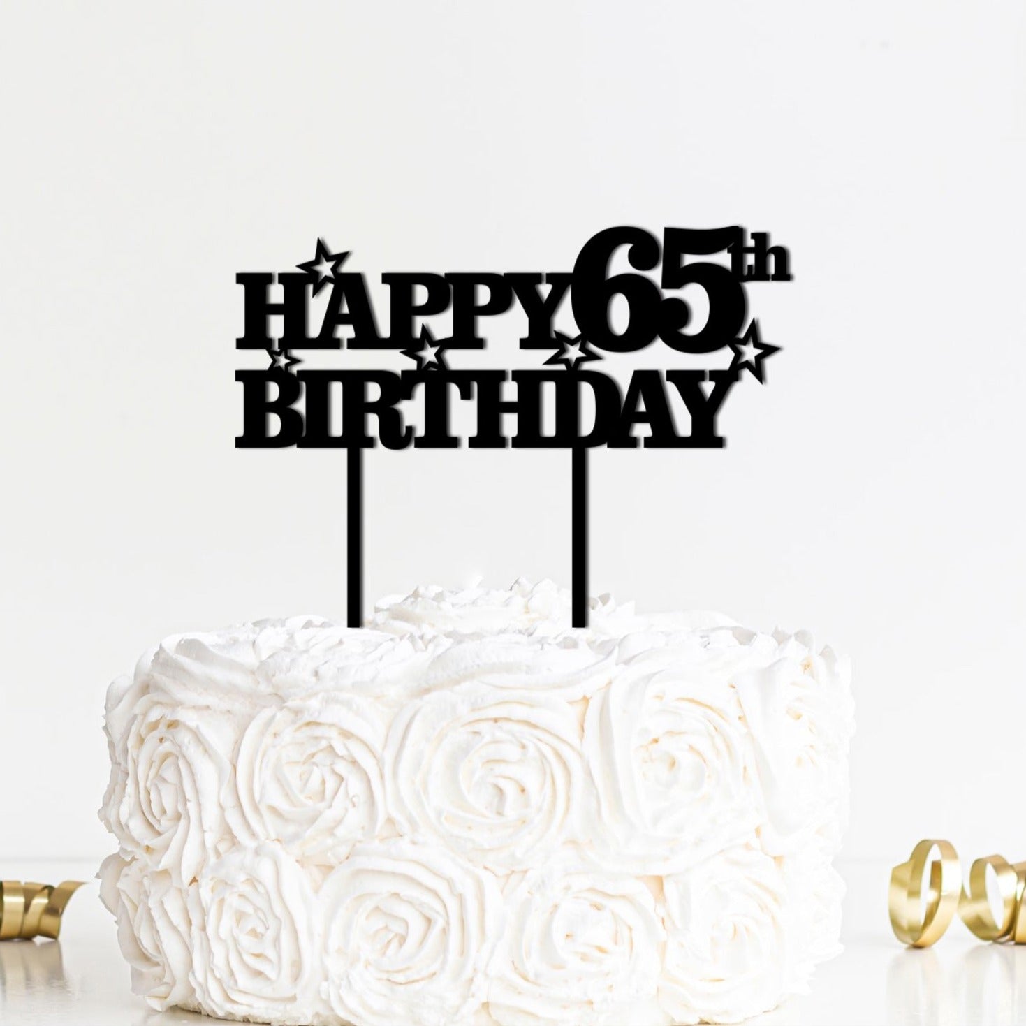Happy 65th Birthday Cake Topper with Stars