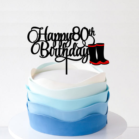 Happy Birthday Cake Topper with Redband Gumboots