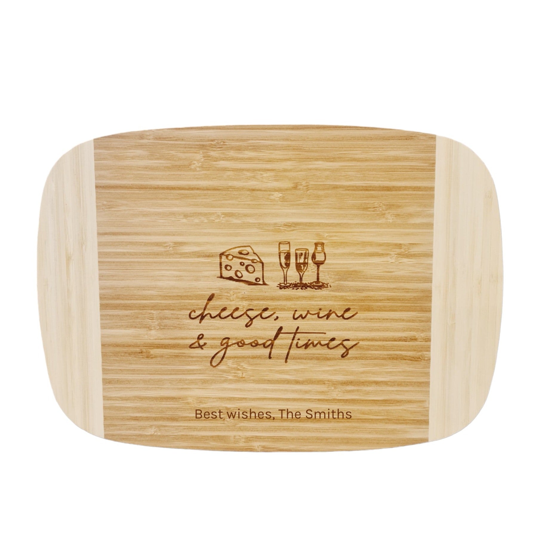 Bamboo Cutting board with personalisation at the bottom