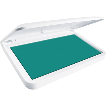 Teal ink pad in a white holder on a white background