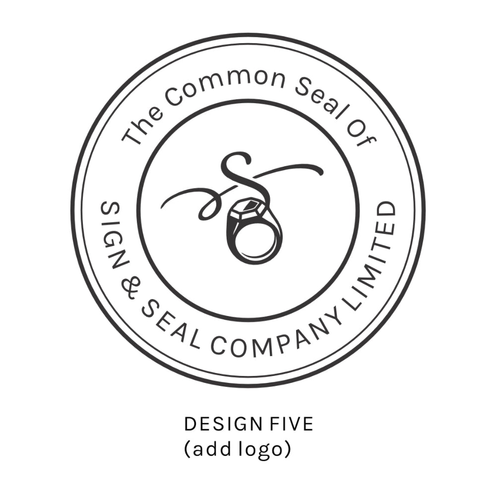 Circular logo design for a sign and seal company with text 'The Common Seal of Sign & Seal Company Limited'.