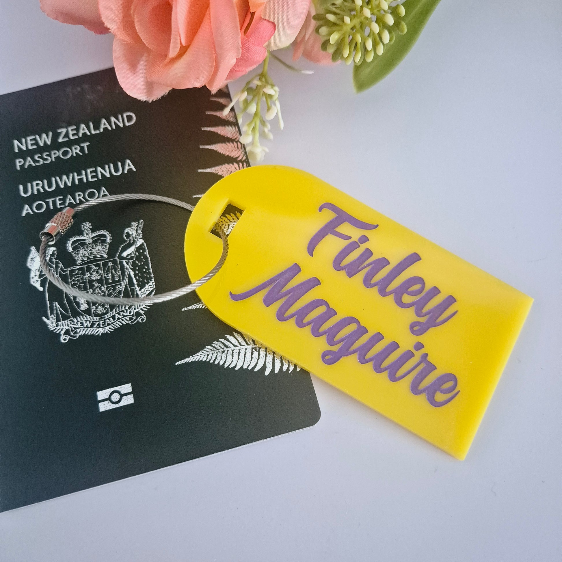 Yellow Engraved Luggage Tag