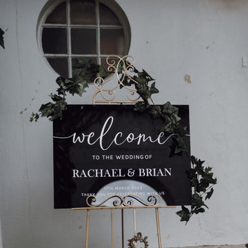 Large Black Acrylic Personalised Wedding Welcome Sign