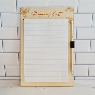 Personalised Laser Engraved Shopping holder list with pencil