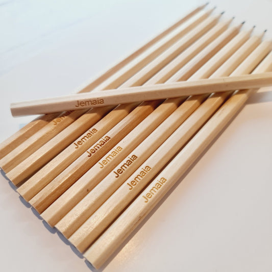 Personalised Natural HB Pencils engraved with name