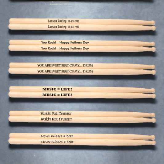 Personalised Named Drumsticks. Engraved Drumsticks