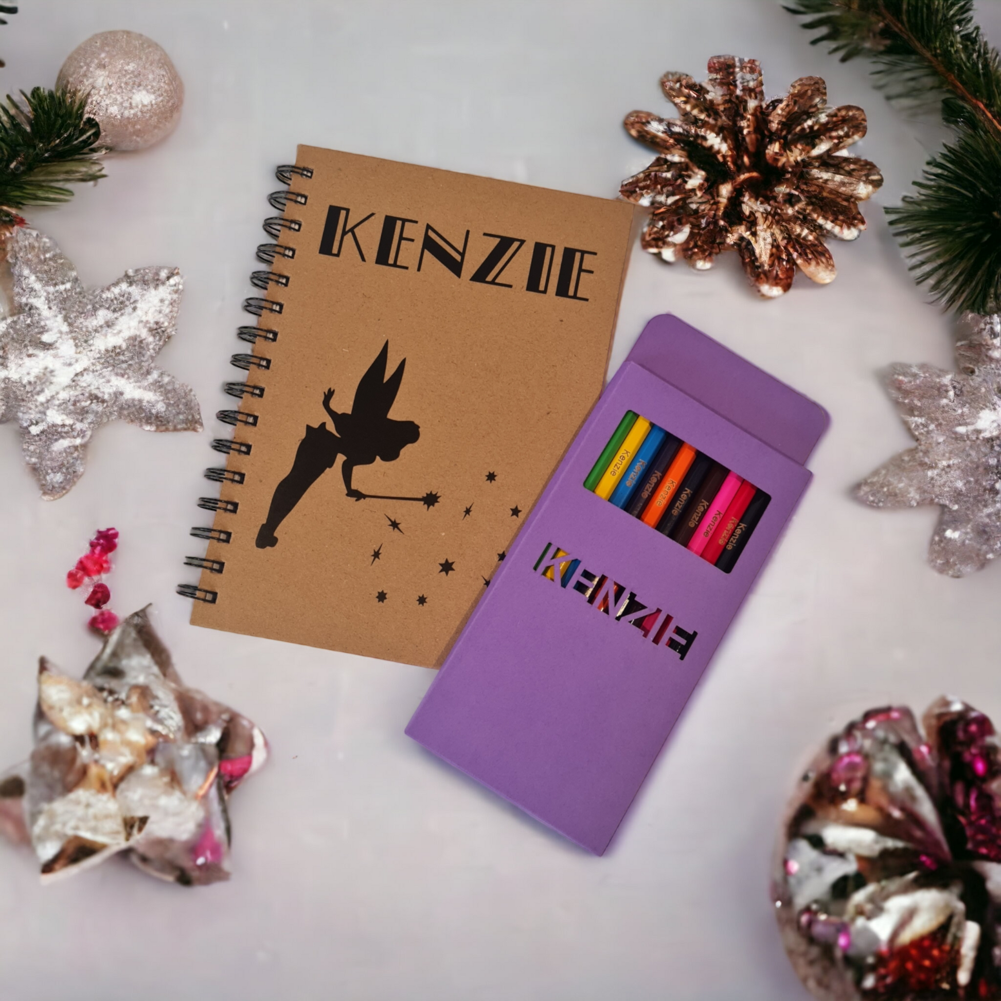 Personalised Notebook and Coloured Pencils