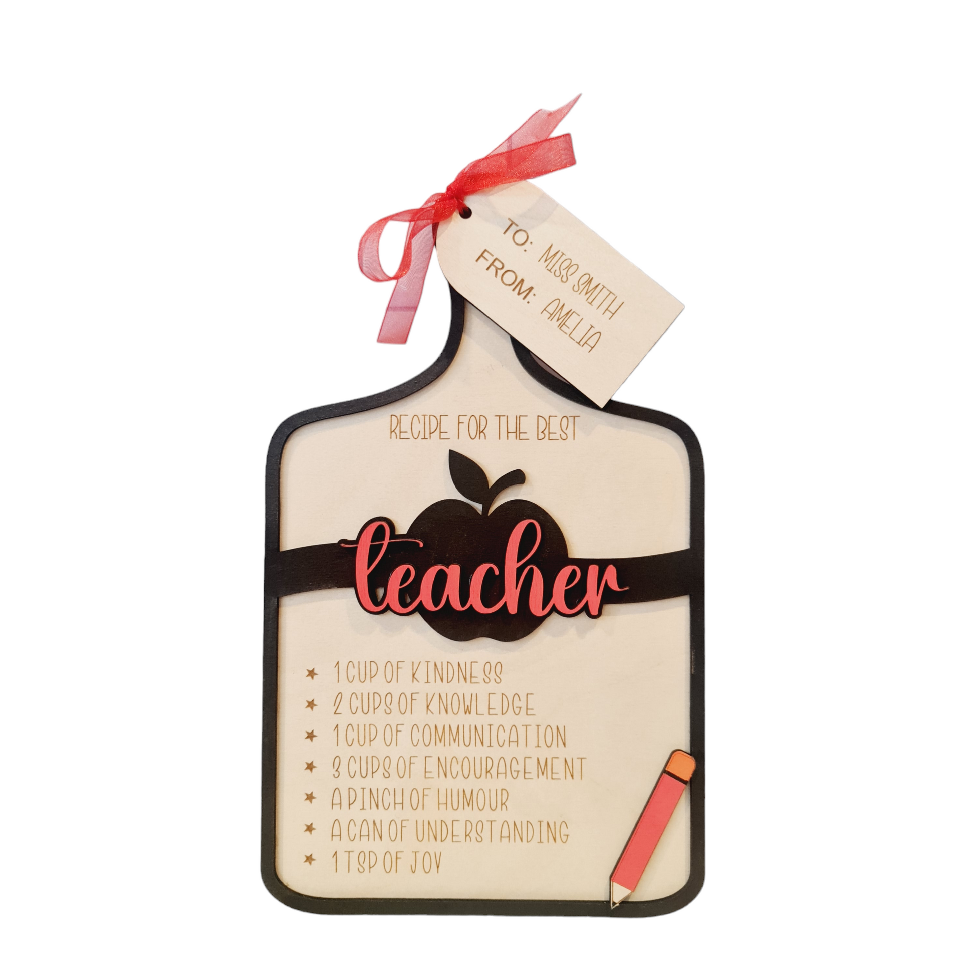 Receipe for the best teacher - teacher gift with personalised gift tag
