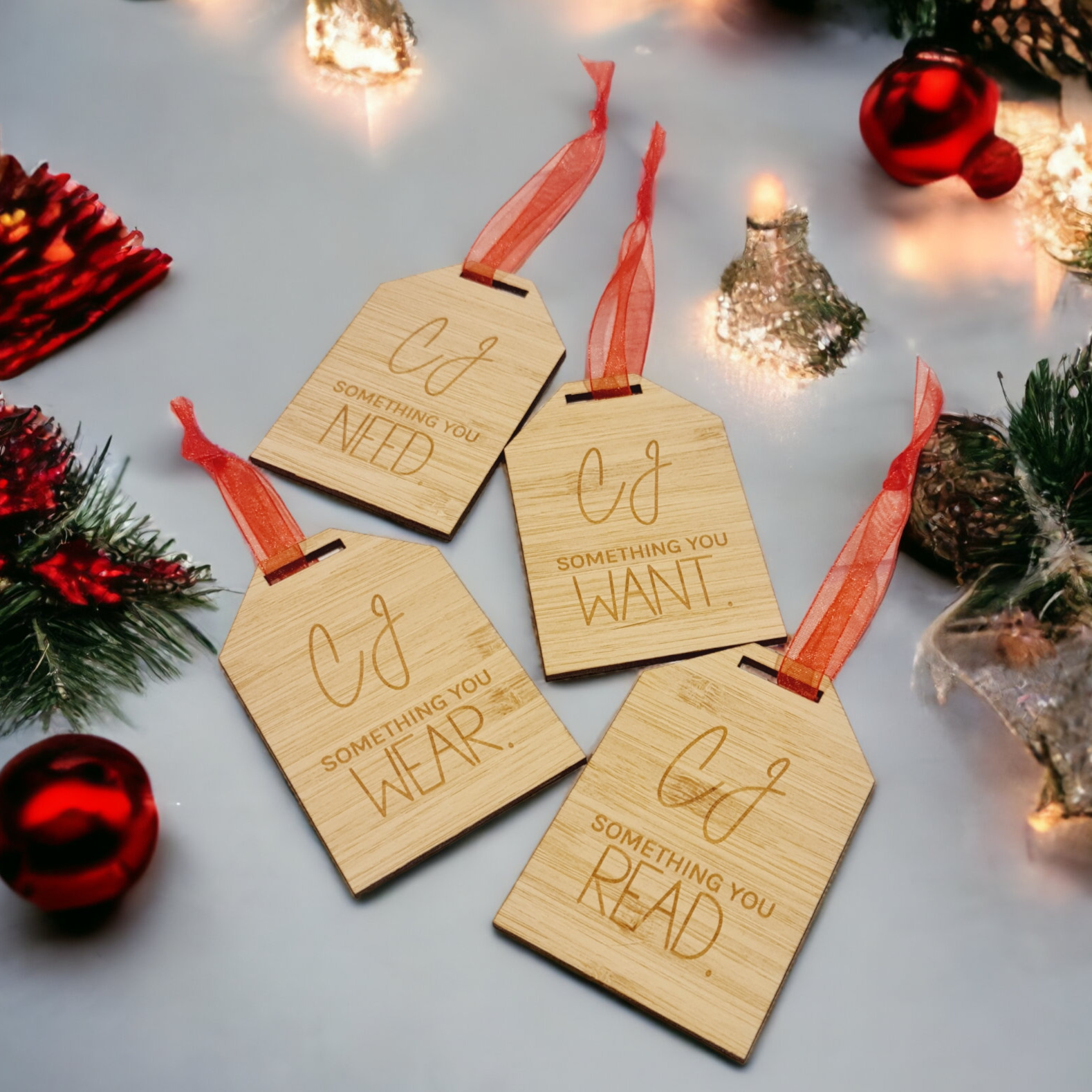Personalised Bamboo Need Want Read Wear Gift Tags