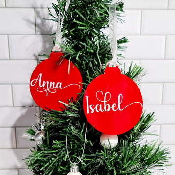 Personalised Acrylic Christms Decoration in Red & white