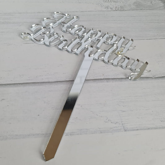 Mirrored Cake Topper - Happy Birthday