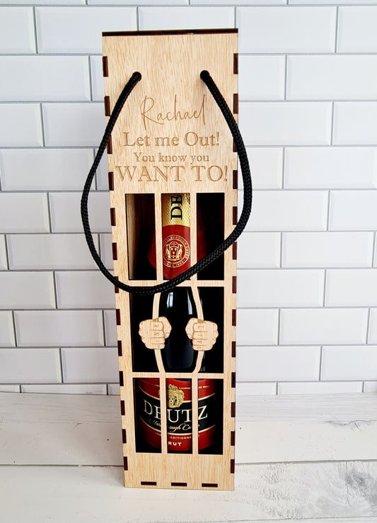 Engraved Jail Wine Bottle Box