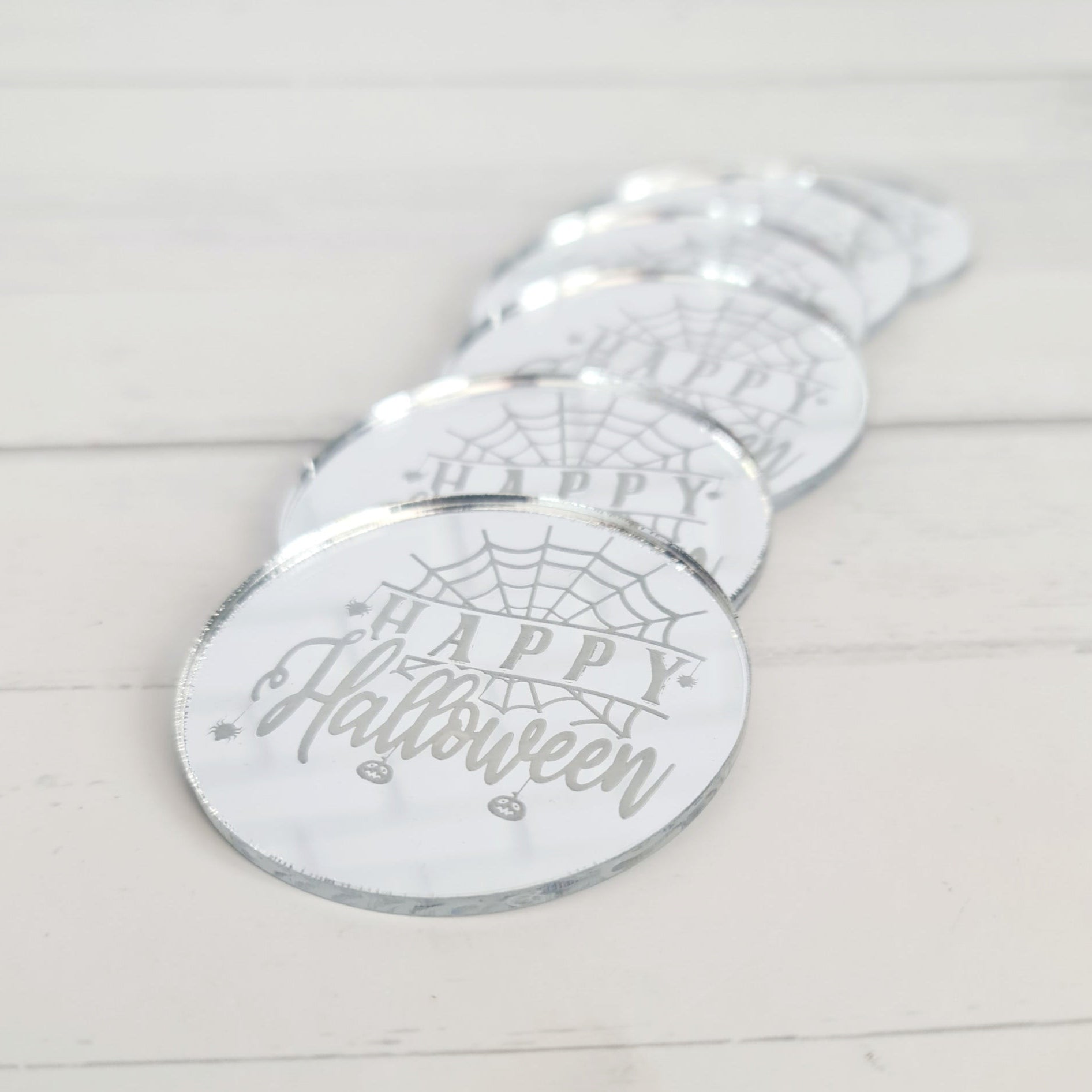 Halloween Cupcake Discs in Silver with an amazing Halloween design