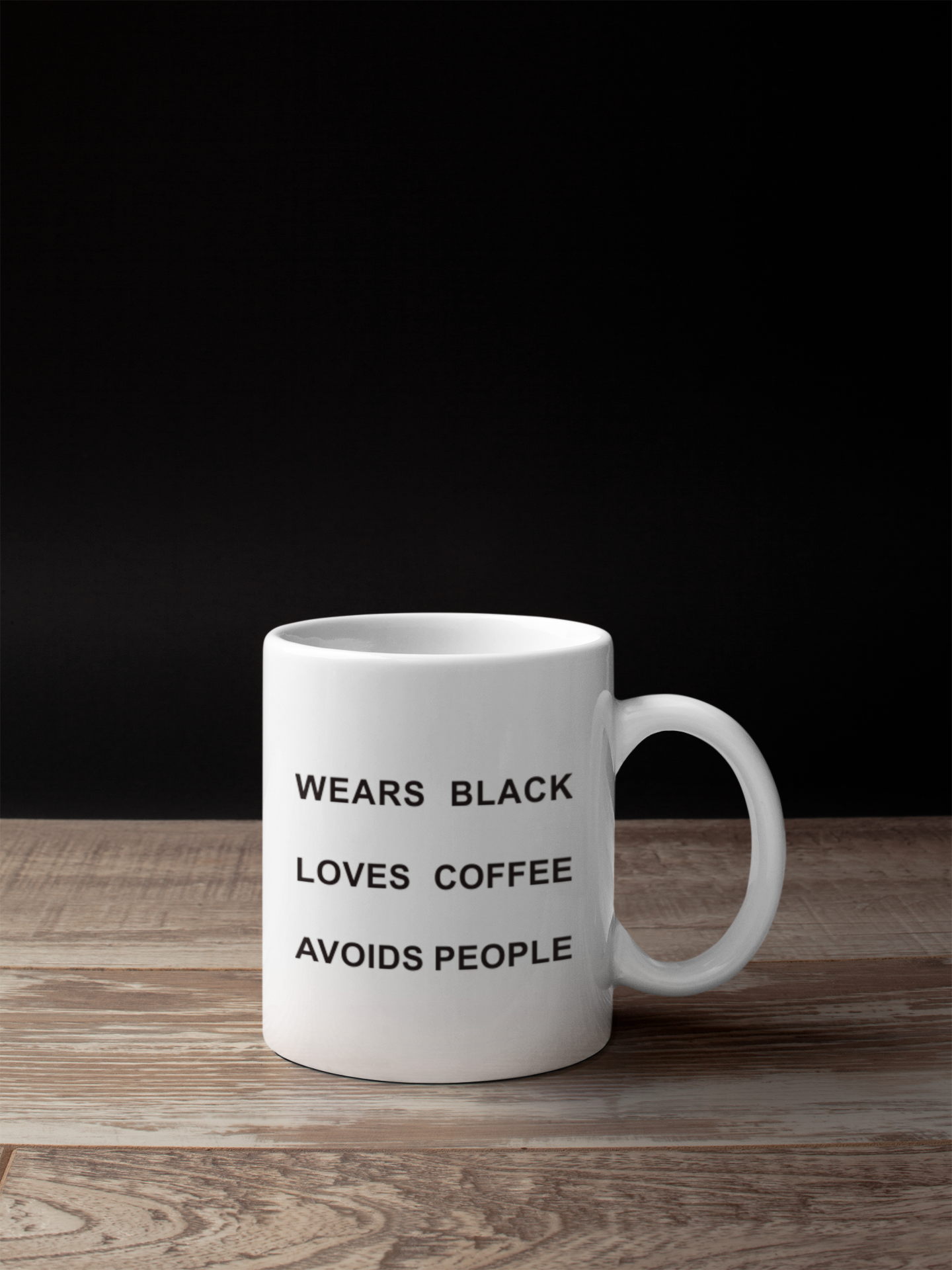 Wears Black | Loves Coffee | Avoids People - Mug