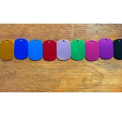 Oval Dog or Cat Tags in a row with multiple colour choices